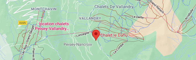 Localisation du chalet Le Dahu sur la carte de Plan-Peisey